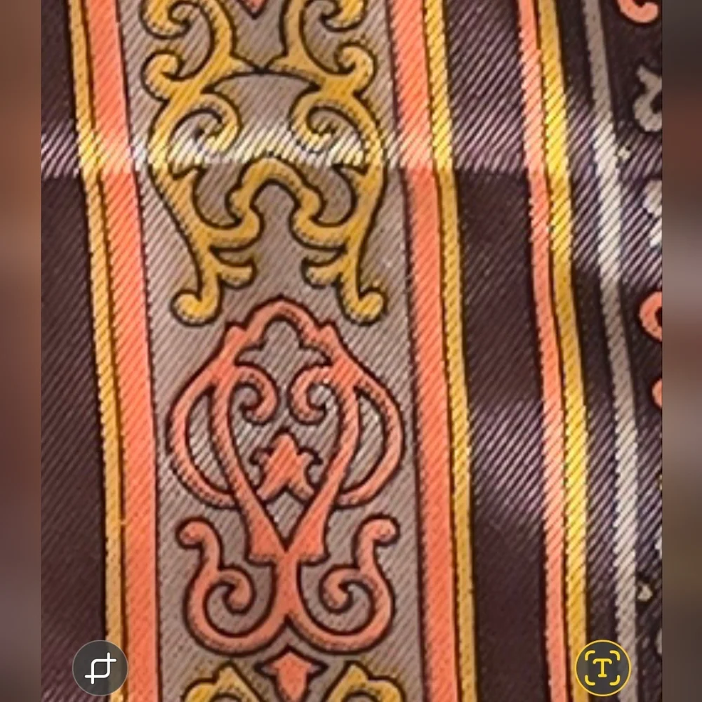 Vintage Brown Tone Silk Scarf